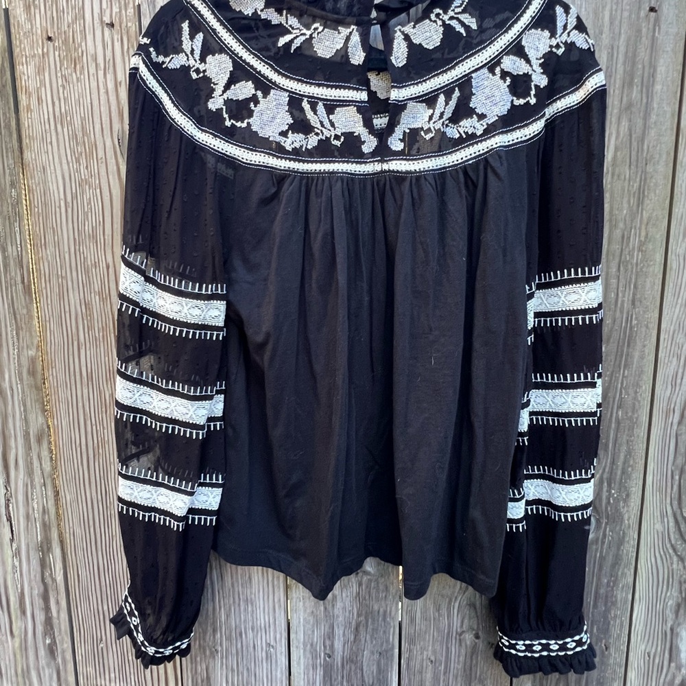 Maeve By Anthropologie Embroidered Lace Boho Peasant Top Sz Small - Picture 15 of 16